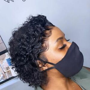 Chic Curly Pixie Bob Human Hair Lace Front Wig