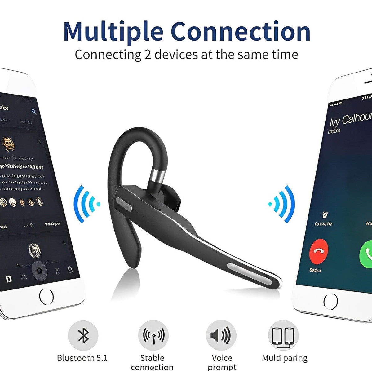 Ultimate Comfort Dual-Mic Bluetooth 5.1 Headset with Noise Cancellation