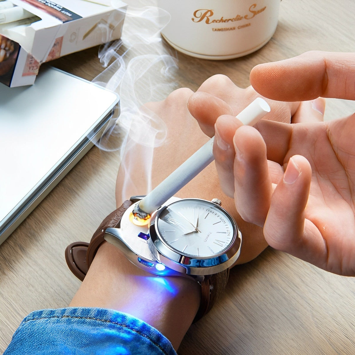 Stylish USB Rechargeable Lighter Watch for Everyday Use