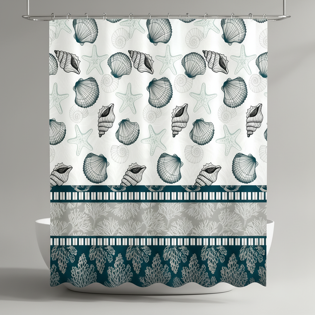 Waterproof Shower Curtain with Plastic Hooks - Splash Design
