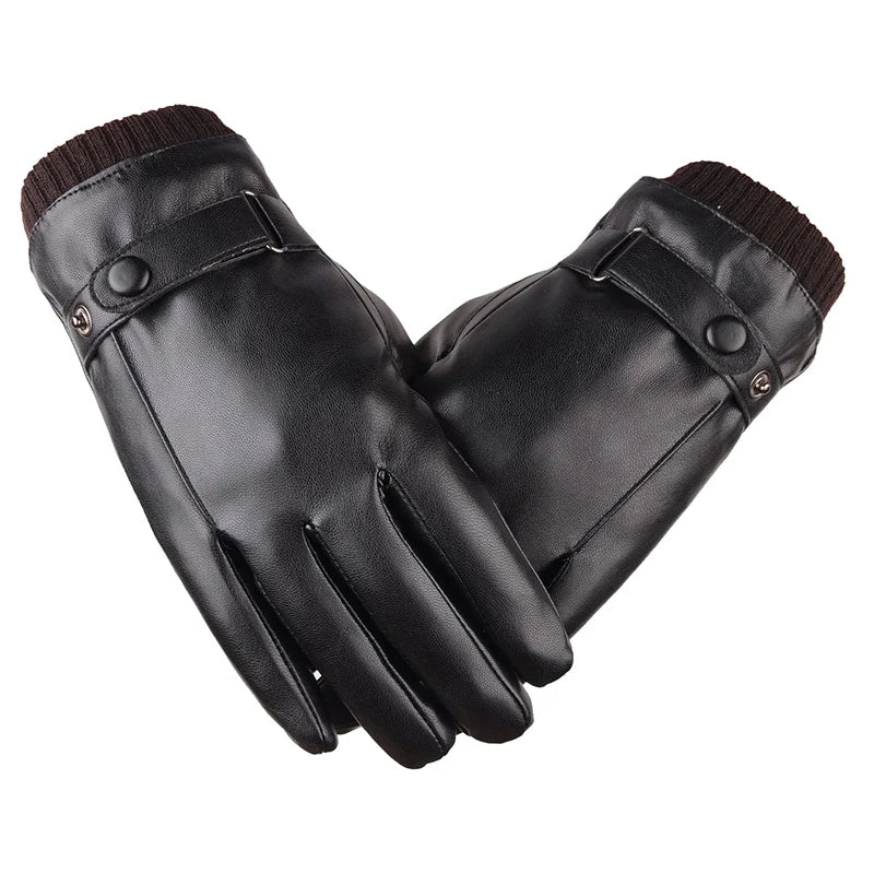 Winter-Ready Touchscreen Leather Gloves for Men