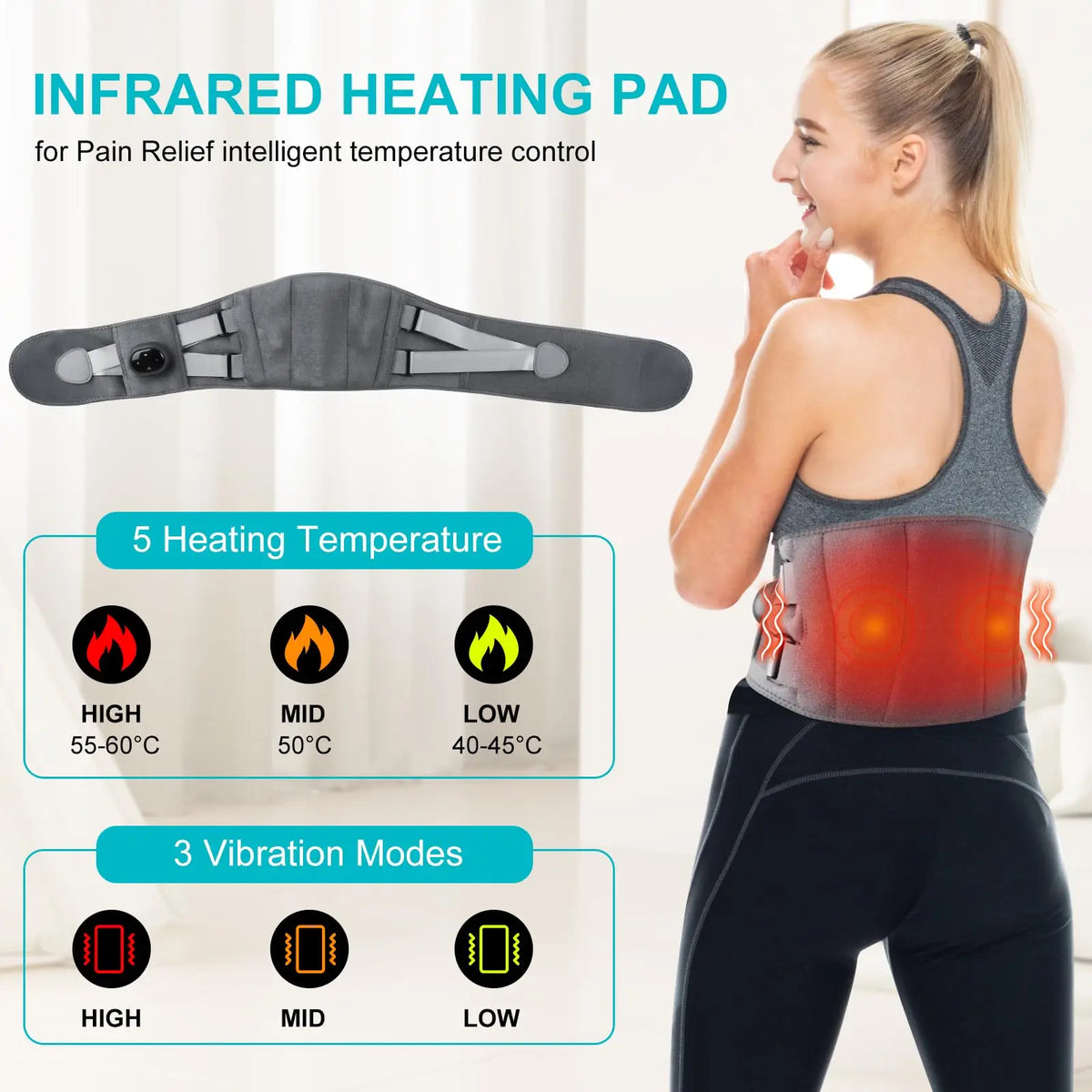 Thermal Relief and Massage Belt for Lower Back Comfort