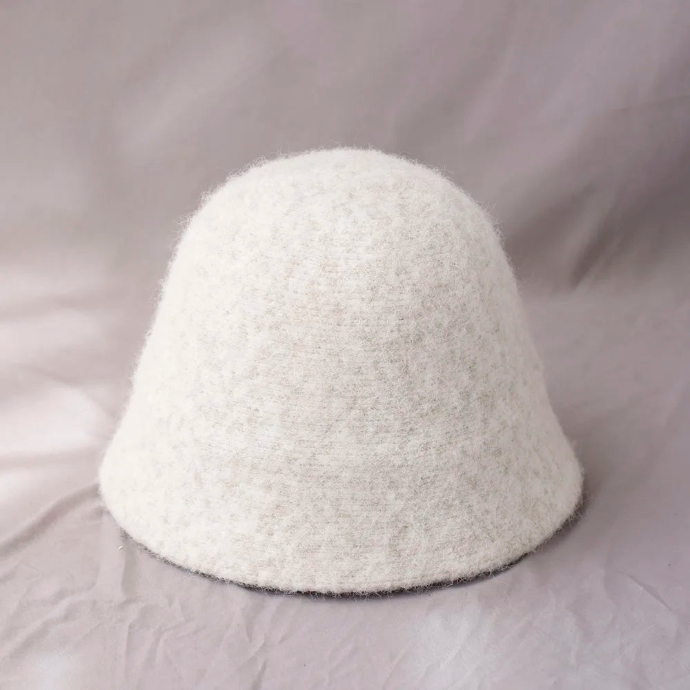 Chic Women's Woolen Bucket Hat for Winter Wear