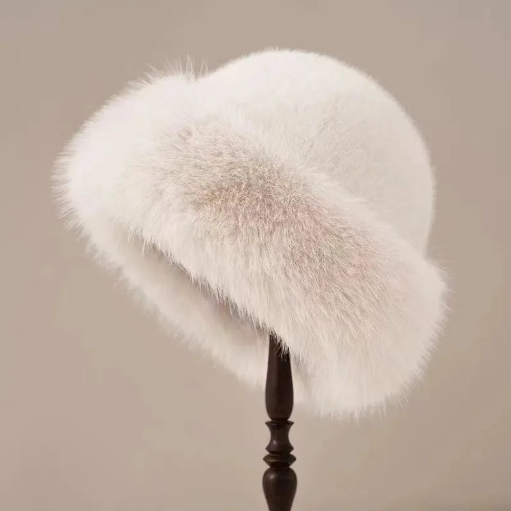 Chic Faux Fur Winter Bucket Hat for Women