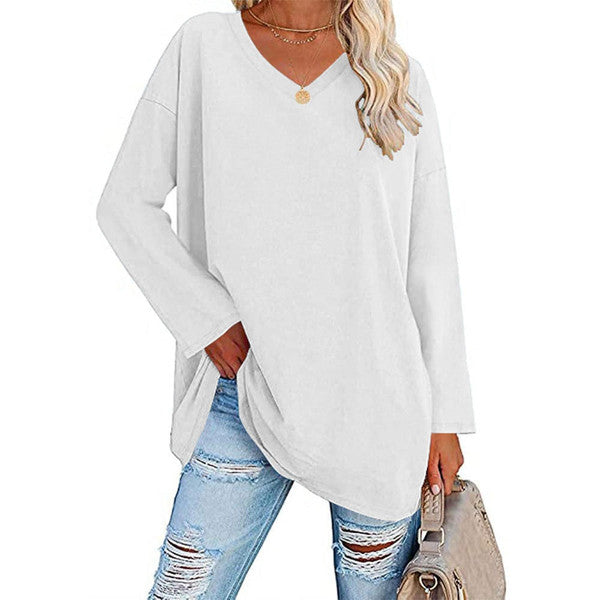 Chic V-Neck Cotton Blend Top for Effortless Style