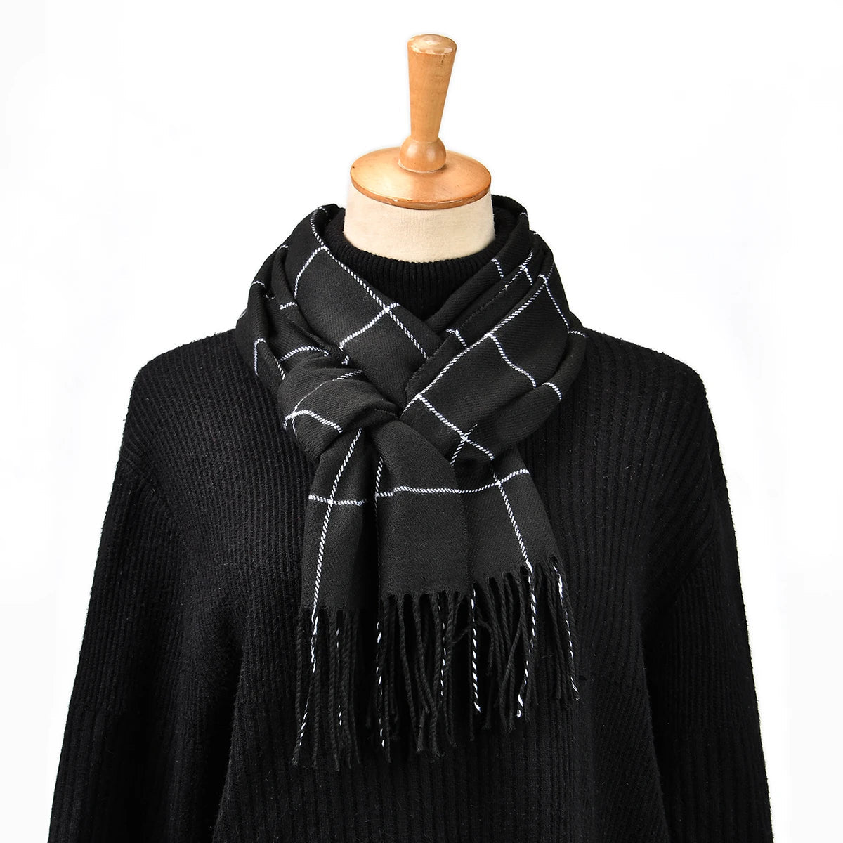 Elegant Plaid Cashmere Blend Winter Scarf for Men