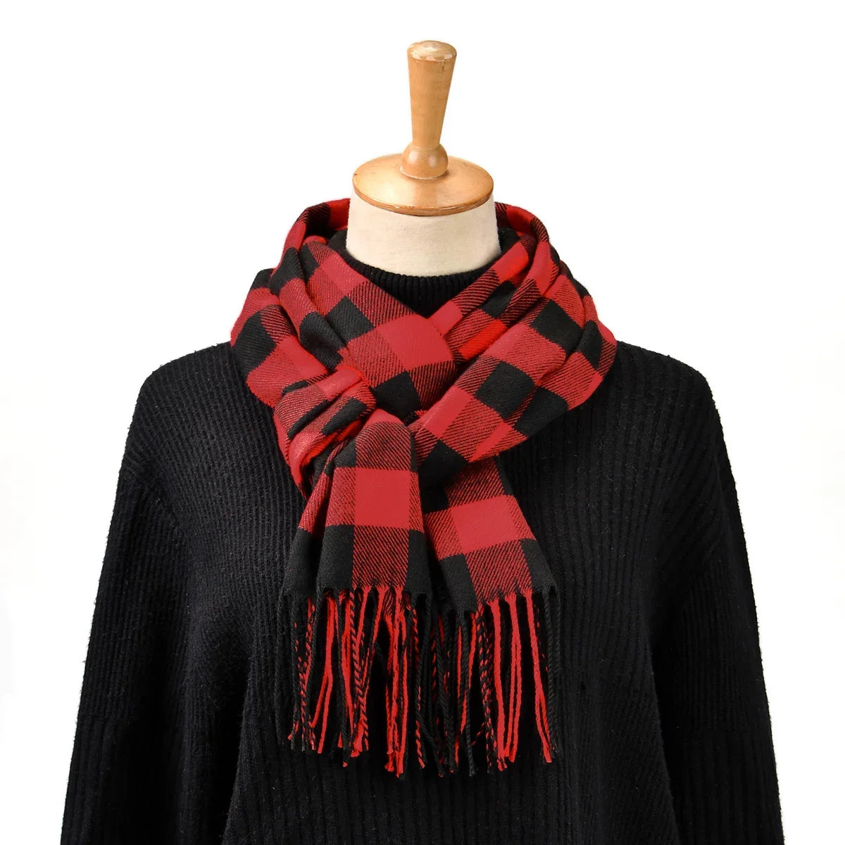 Elegant Plaid Cashmere Blend Winter Scarf for Men