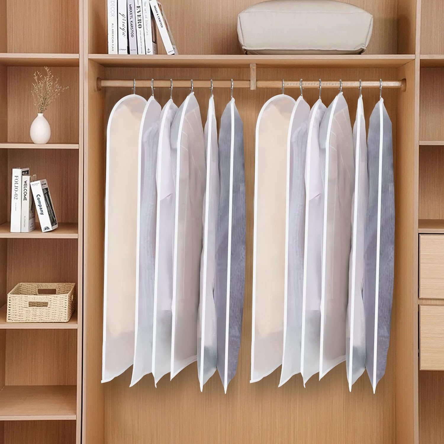 Set of 12 Hanging Garment Covers in 3 Sizes – PEVA Storage Bags