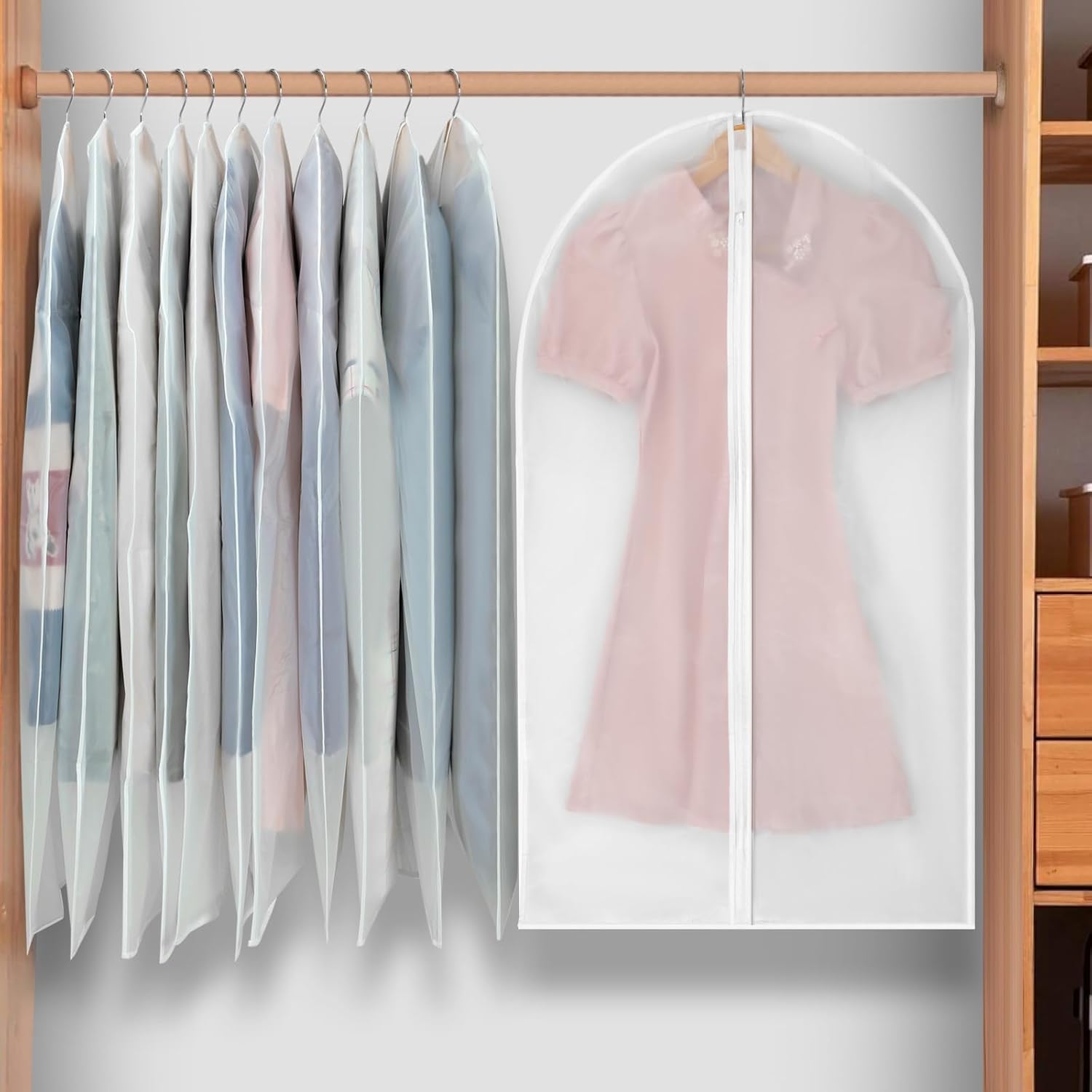 Set of 12 Hanging Garment Covers in 3 Sizes – PEVA Storage Bags