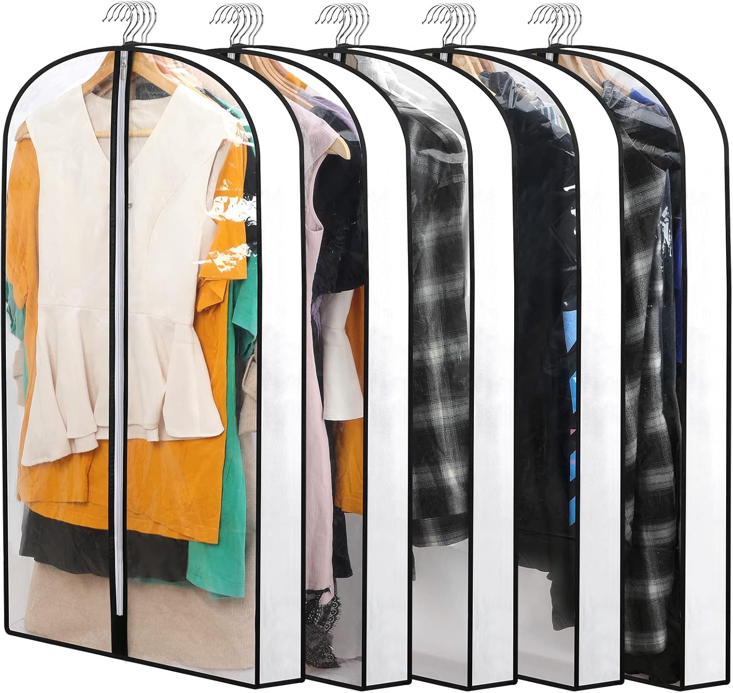 Set of 12 Hanging Garment Covers in 3 Sizes – PEVA Storage Bags