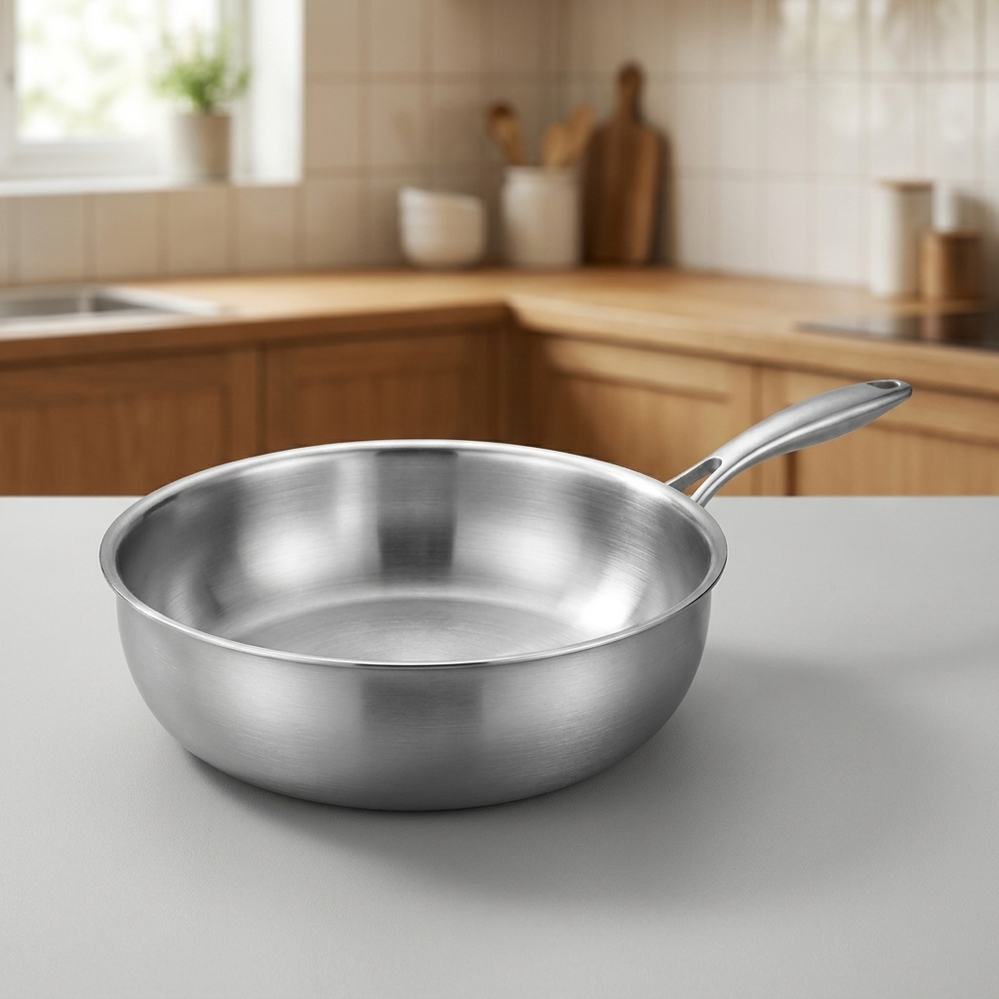 BoldChef – Deep Stainless Steel Frying Pan for Everyday Cooking