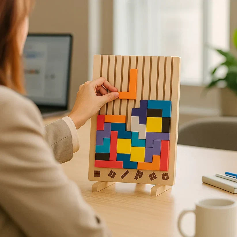 Wooden Logic Challenge Board – Engaging Desk Toy for Focus