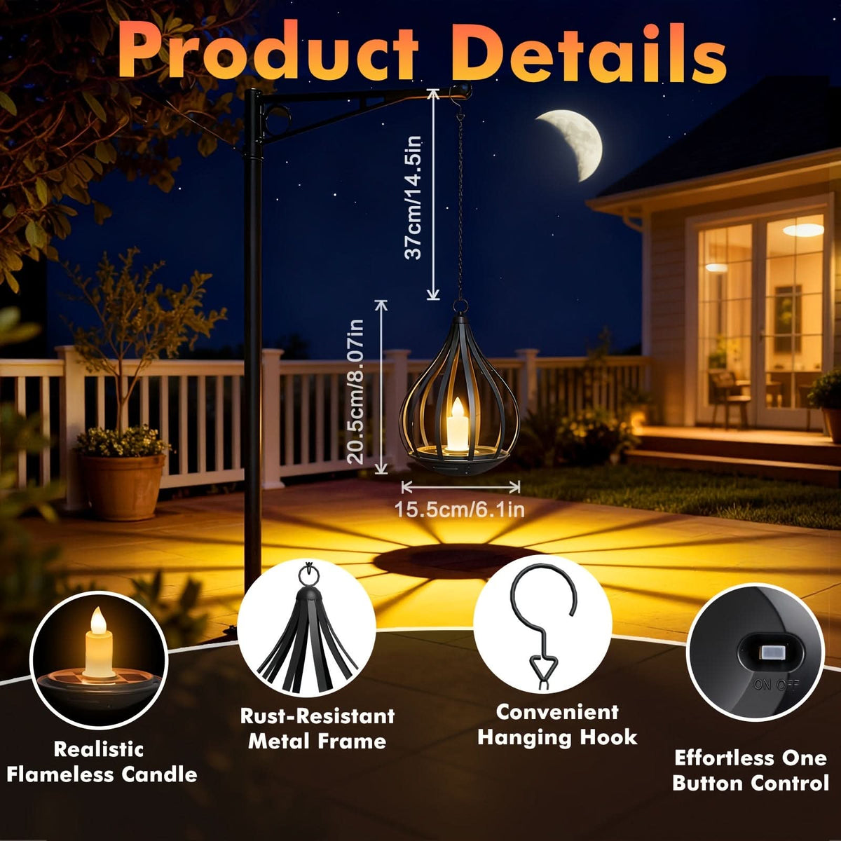 SolaraGlow – Elegant Solar-Powered Hanging Lantern