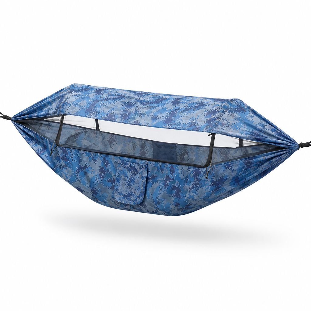 Nylon Hammock With Integrated Mosquito Net & Sunshade