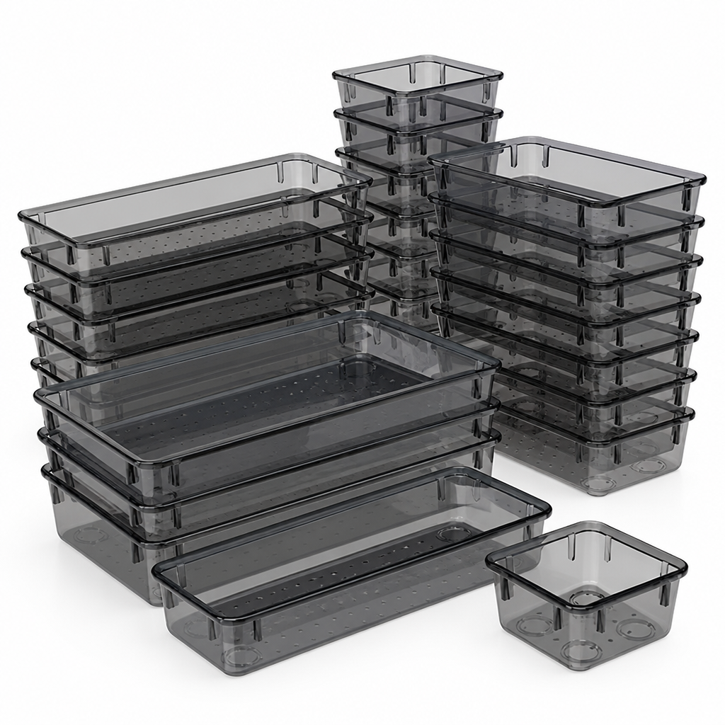Multi-Size Plastic Drawer Organizer Set