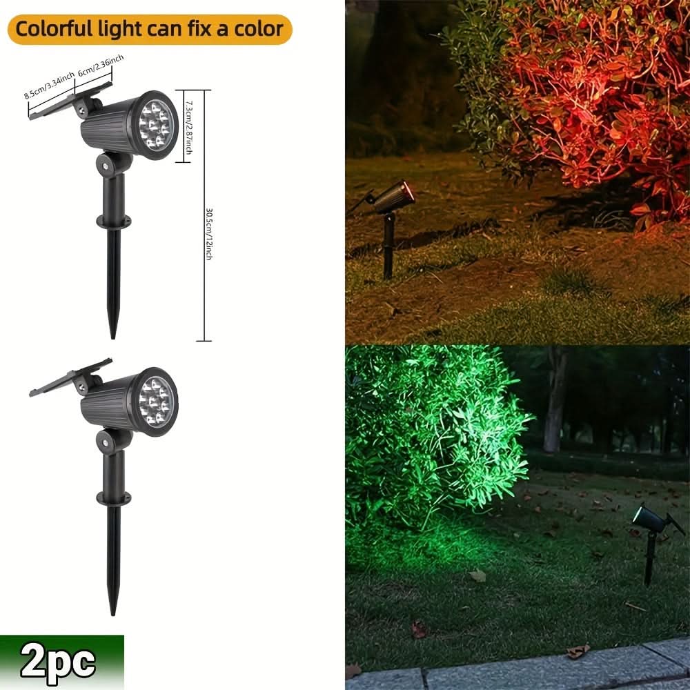 Vibrant Solar-Powered RGB Spotlights for Outdoor Decor
