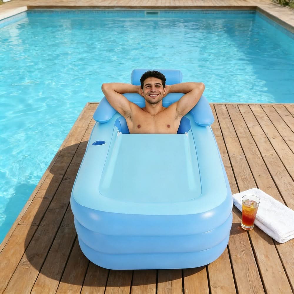 AquaEase – Portable Folding Bathtub with Relaxing Back Support