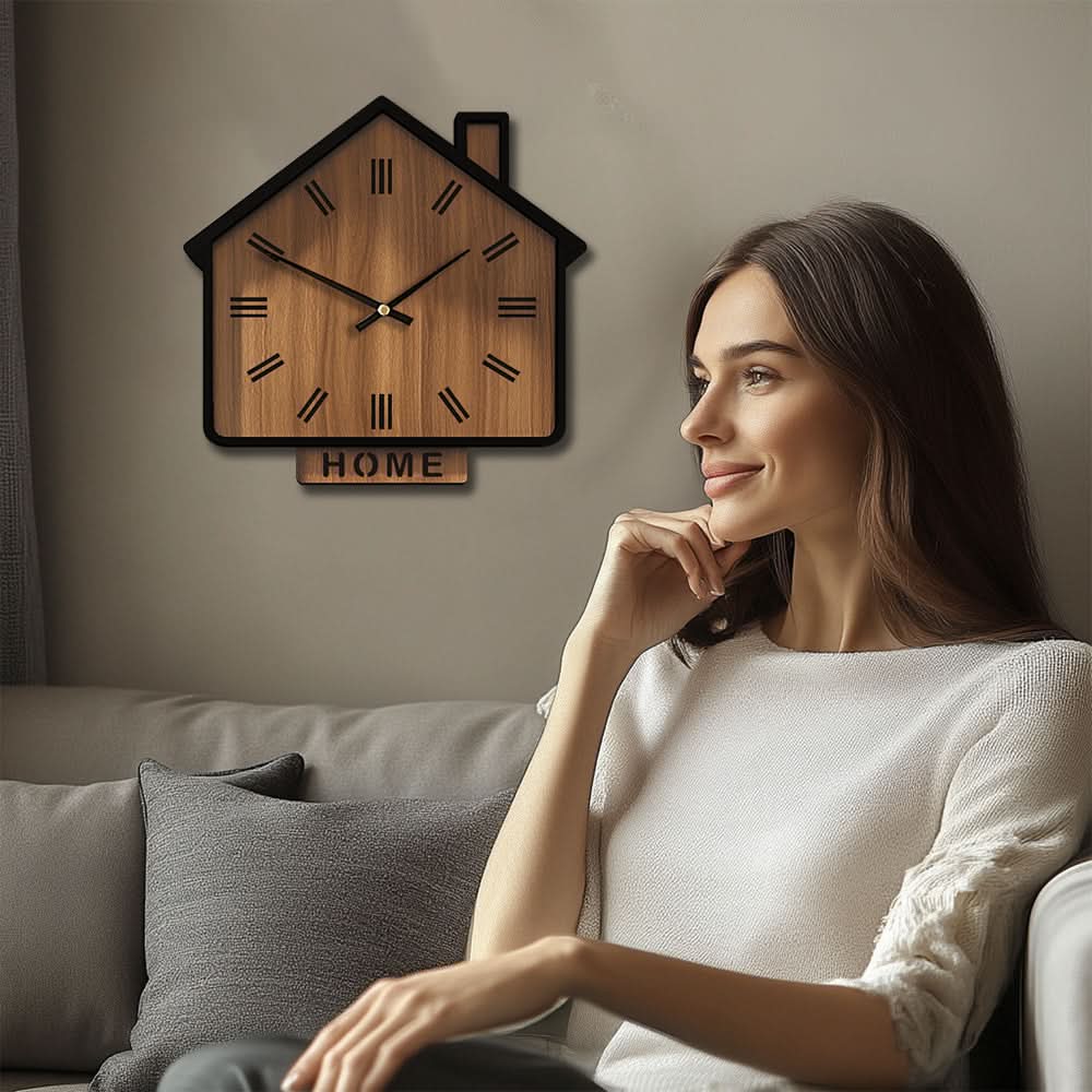 Charming Cottage Shaped Wooden Wall Timepiece
