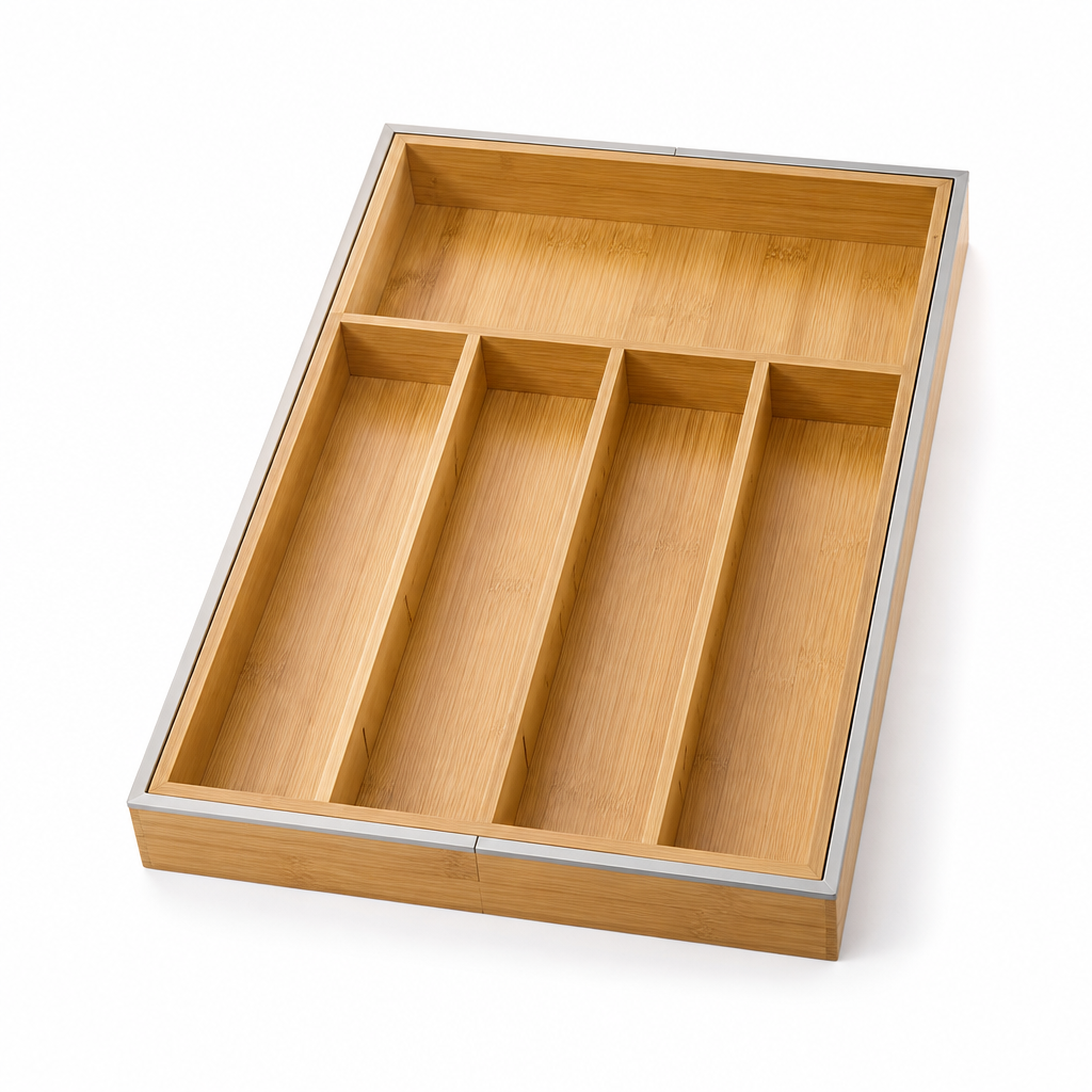 Bamboo Adjustable-Section Drawer Organizer