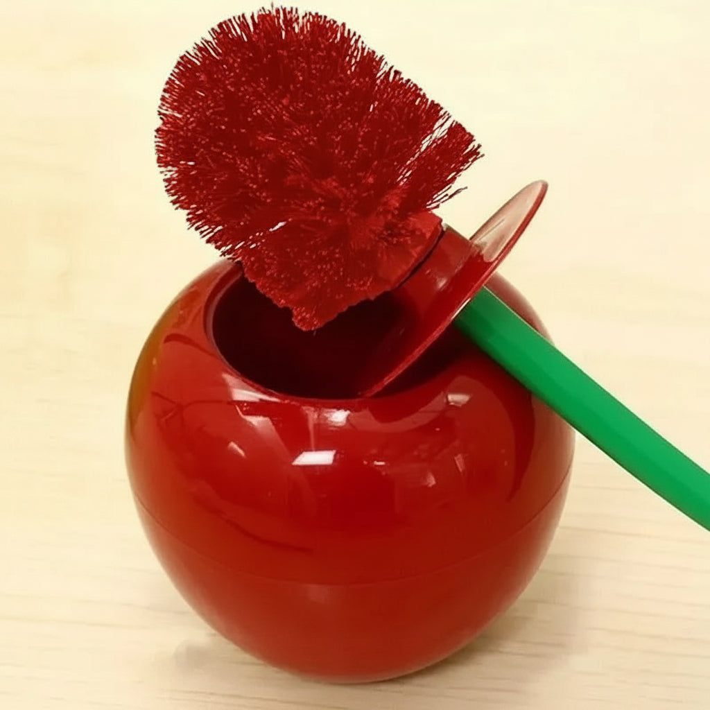 Playful Cherry-Inspired Toilet Brush & Holder Duo