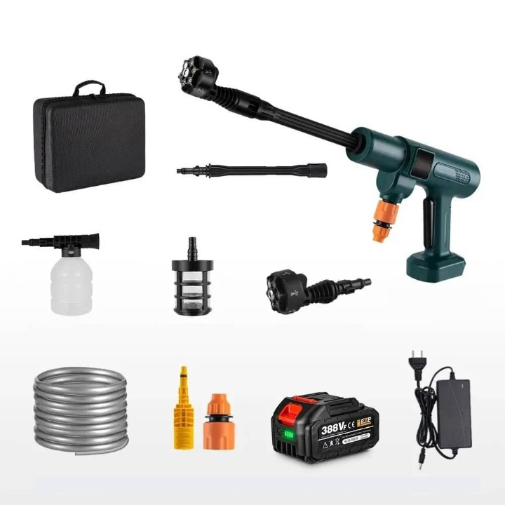 Portable High-Pressure Washer for Vehicles and Garden Use