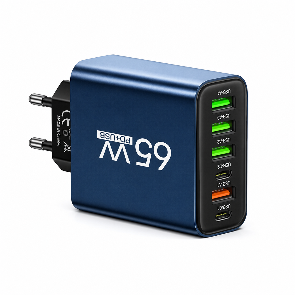Compact 6-Port USB-C & USB-A Charging Hub