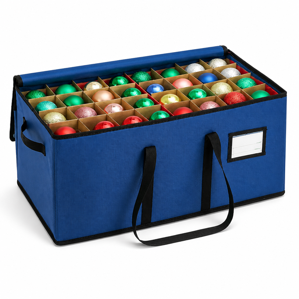 Stackable Front-Opening Ornament Storage Box (Adjustable Dividers)