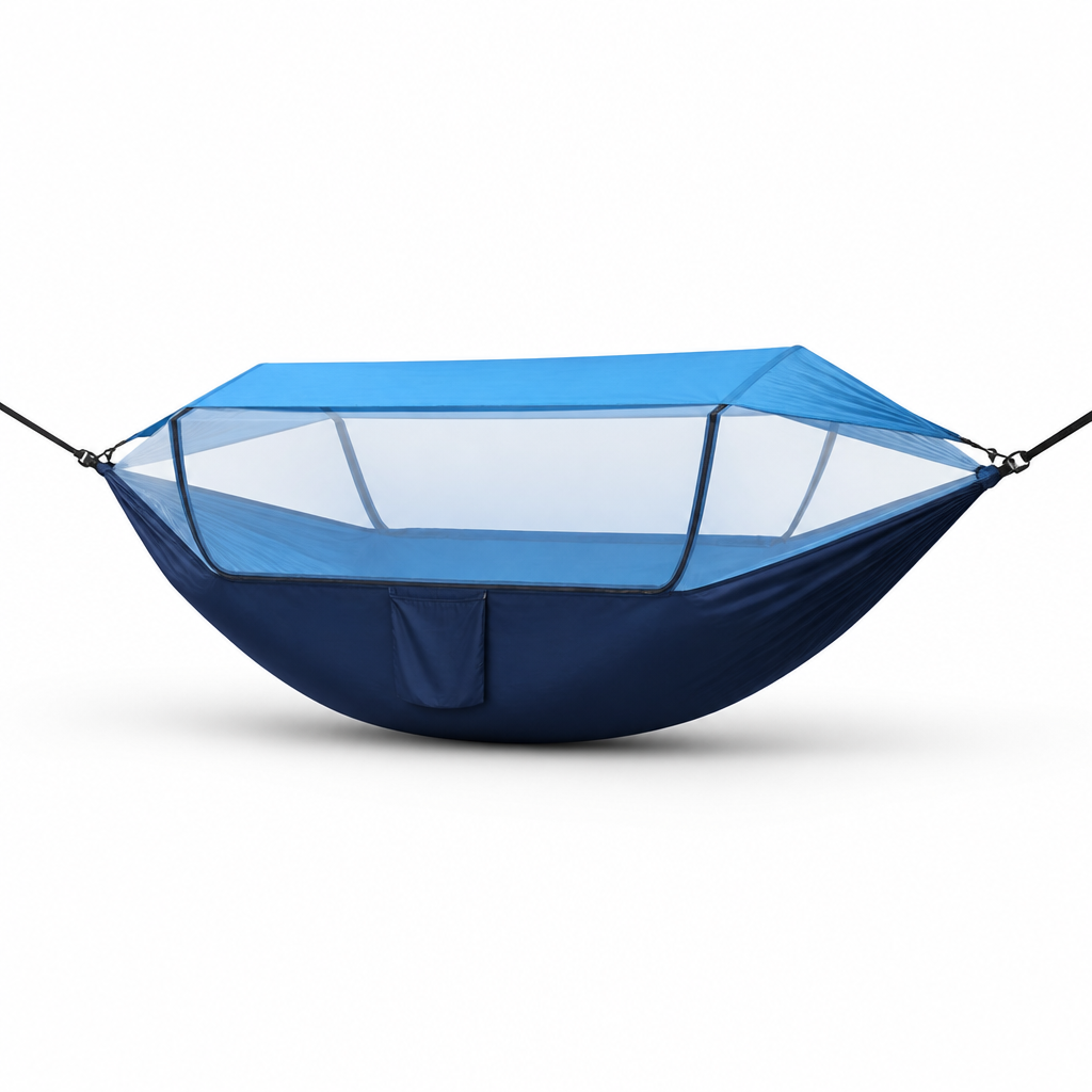 Nylon Hammock With Integrated Mosquito Net & Sunshade