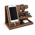 Solid Wood Phone Stand & Watch Dock Desk Organizer (Glasses Tray)