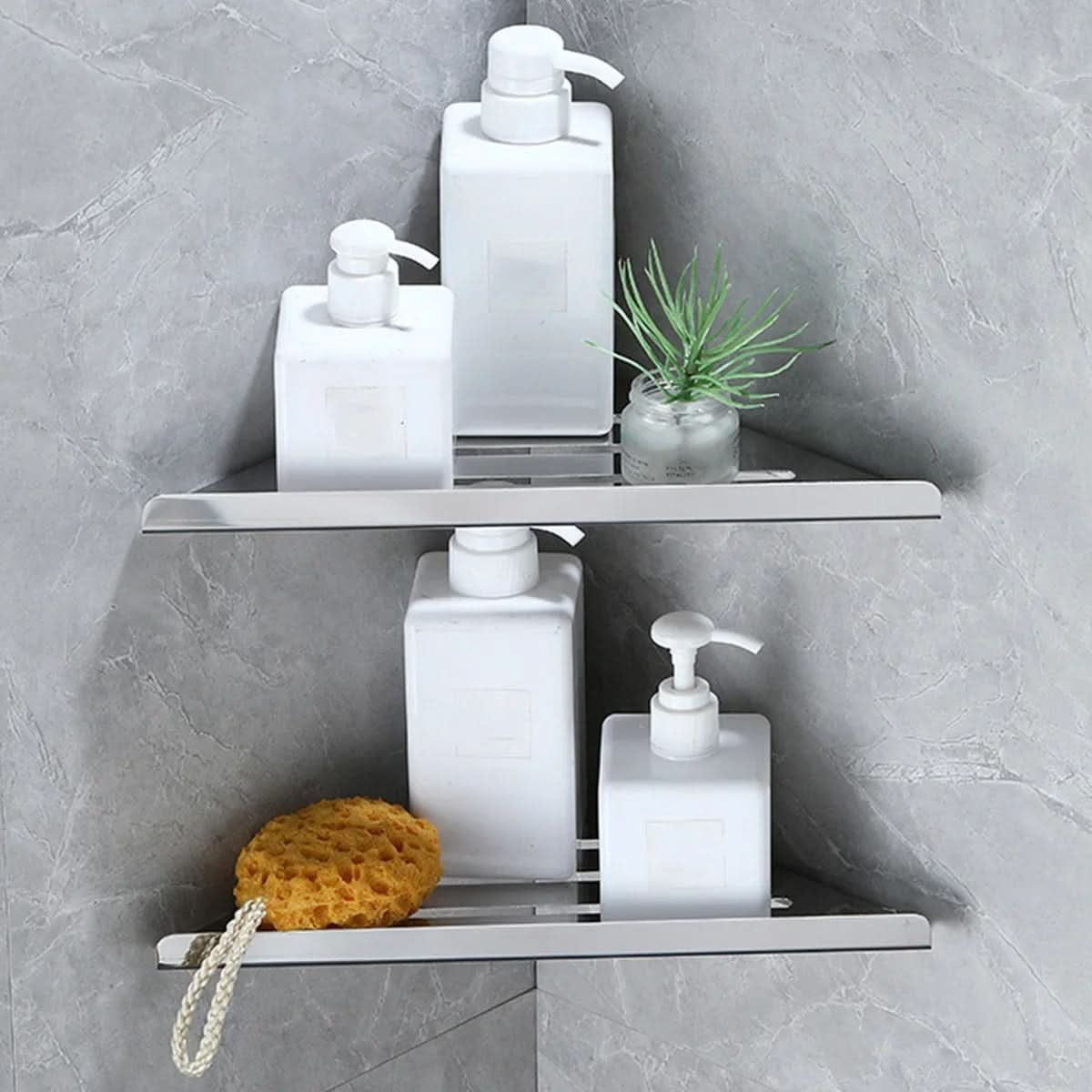 AquaNest – Stainless Steel Corner Shower Organizer