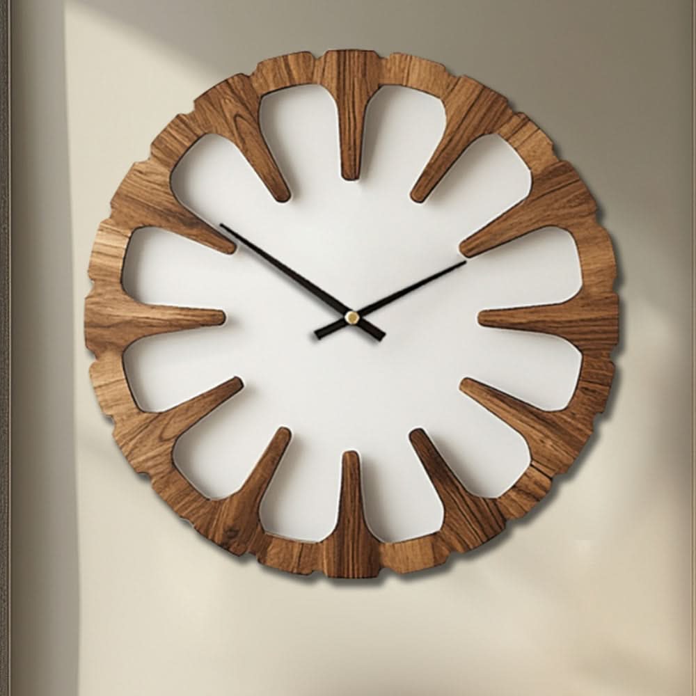 SerenityCraft Round Wooden Silent Clock for Tranquil Spaces