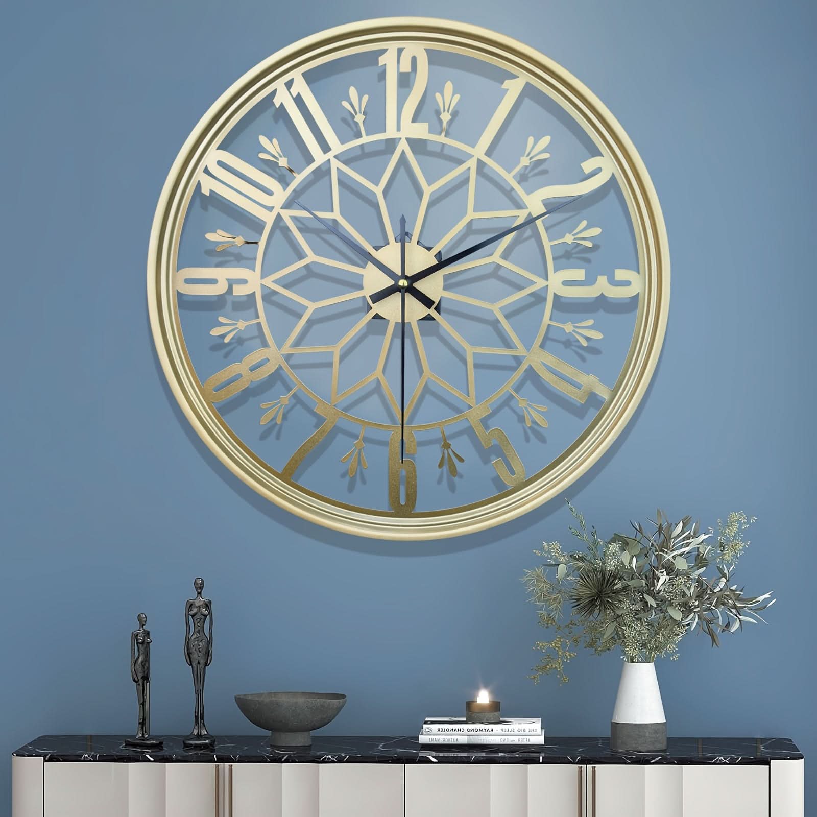 Elegant 40 cm Round Iron Wall Clock for Modern Spaces