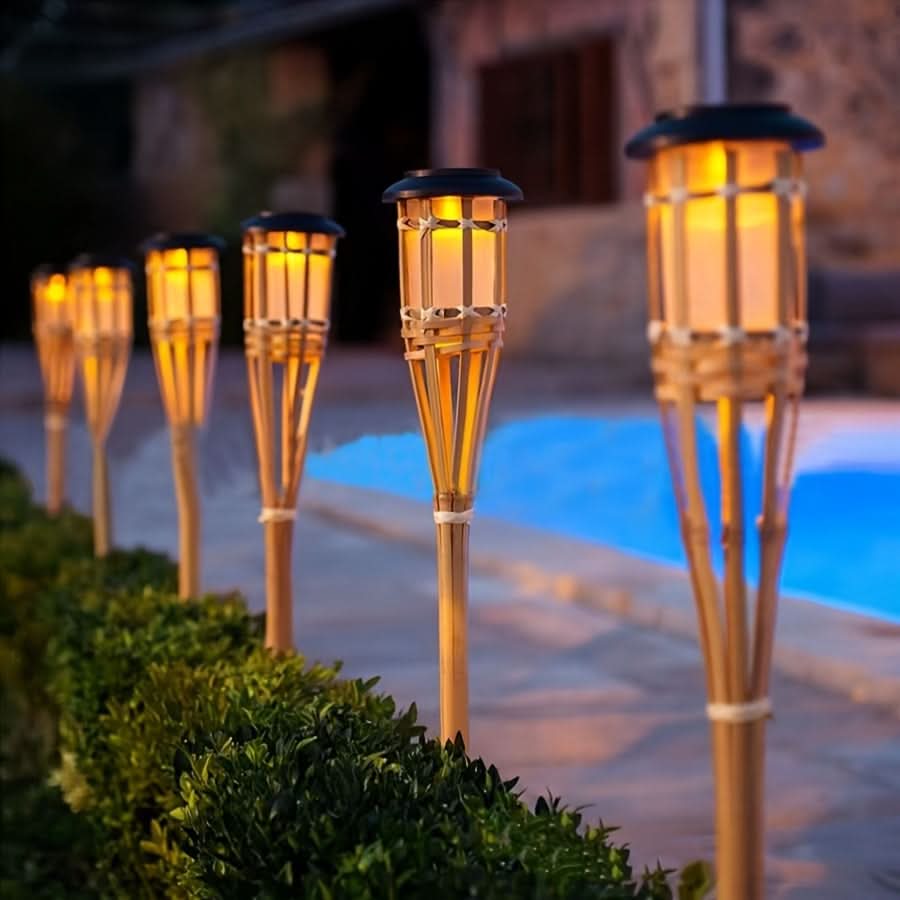 EcoFlame - Solar Bamboo LED Lanterns for Enchanting Outdoor Light