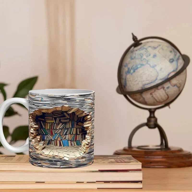 Bookshelf Design Coffee Mug – Perfect Gift for Readers