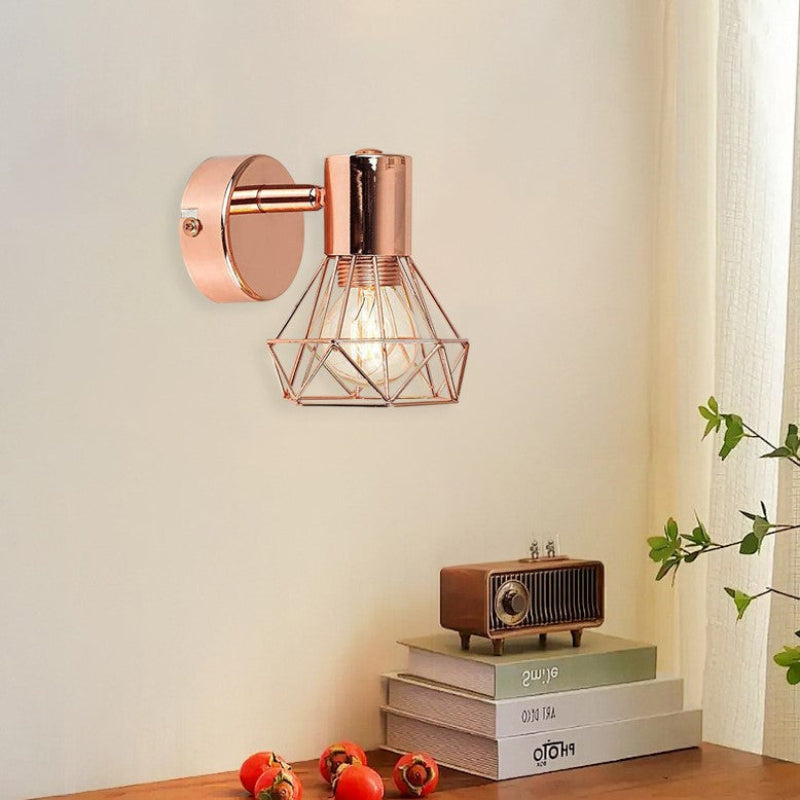 Elegant Diamond-Shaped Wall Light Fixture in Rose Gold