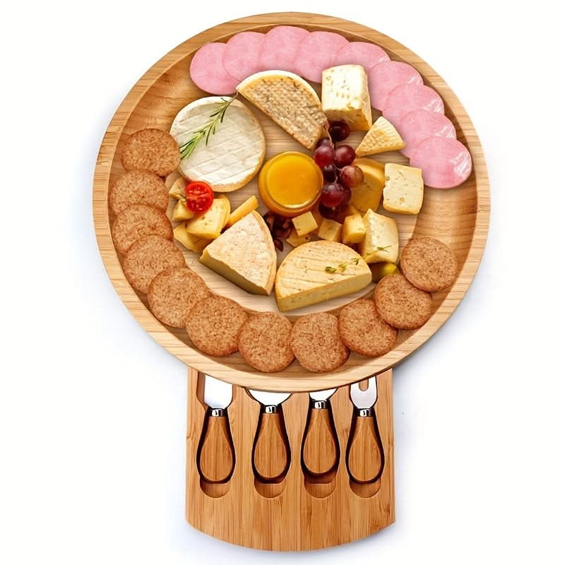 Elegant Bamboo Charcuterie Board Set with Storage Drawer