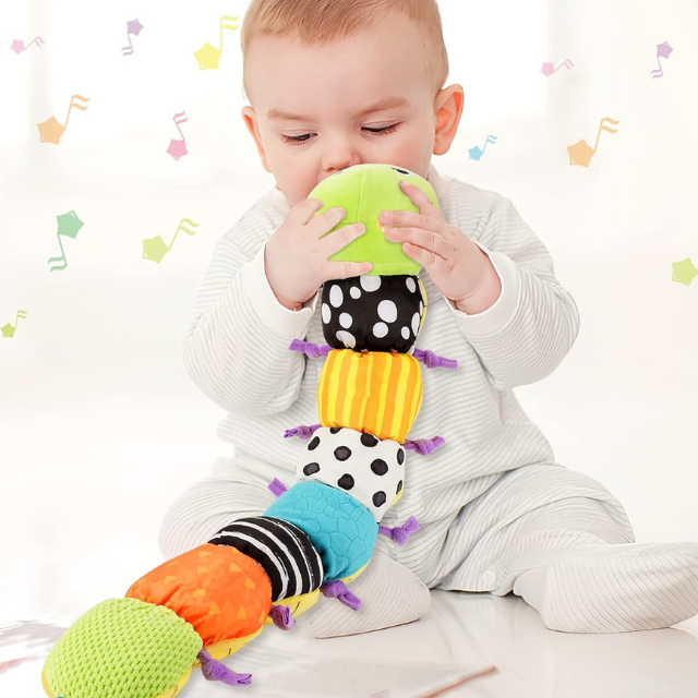 Musical Plush Caterpillar Rattle for Sensory Fun