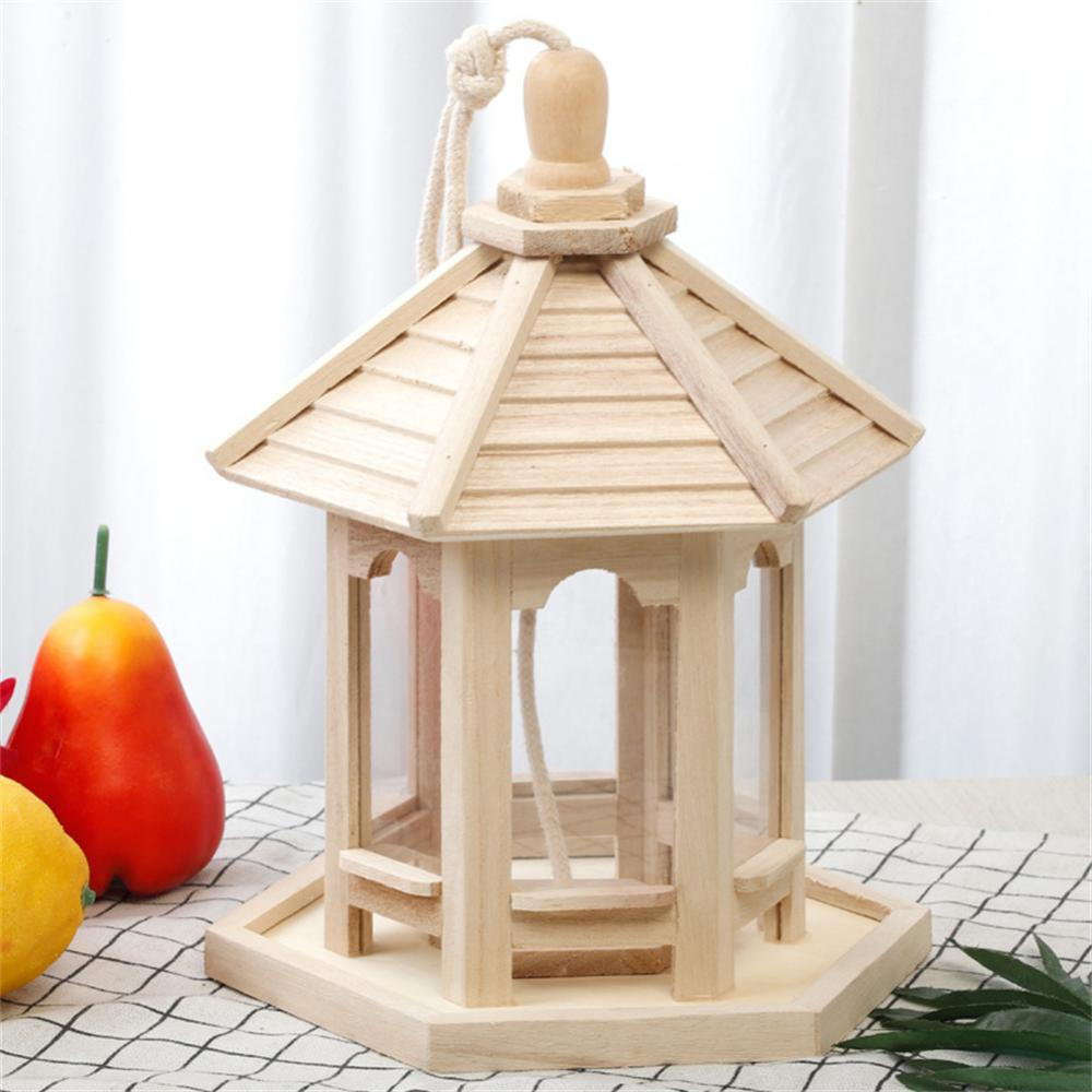Charming Wooden Bird Feeder with Clear Viewing Panel