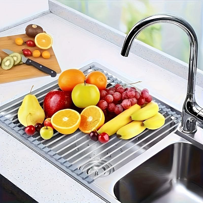 Space-Saving Stainless Steel Dish Drying Rack