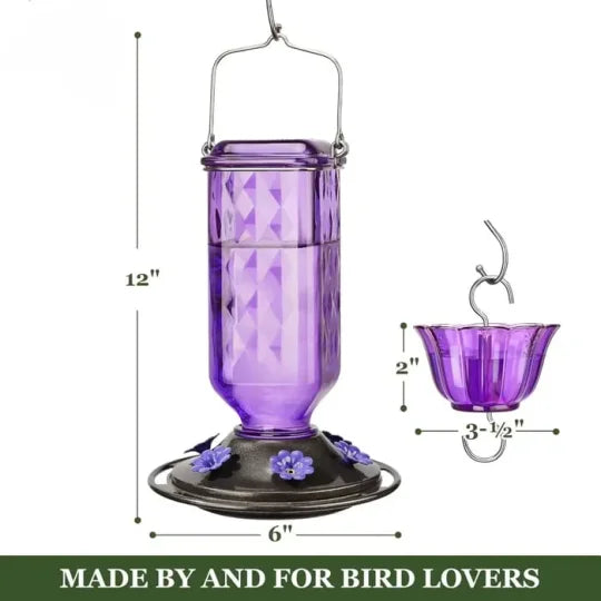 Elegant 24oz Glass Nectar Feeder for Hummingbirds