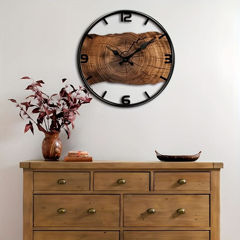 Elegant Round Wooden Wall Clock with Silent Movement