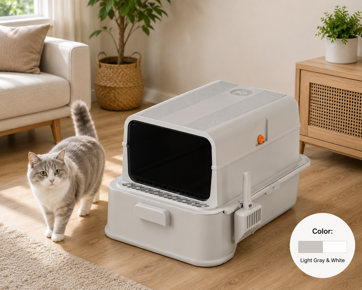 Spacious Enclosed Cat Litter Tray with Odor Control | Easy-Clean Design