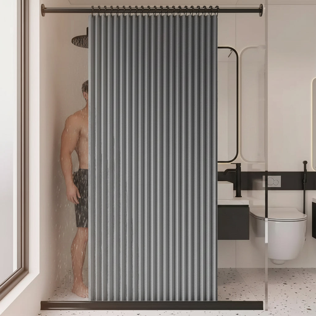 Space-Saving Shower Curtain for Modern Bathrooms