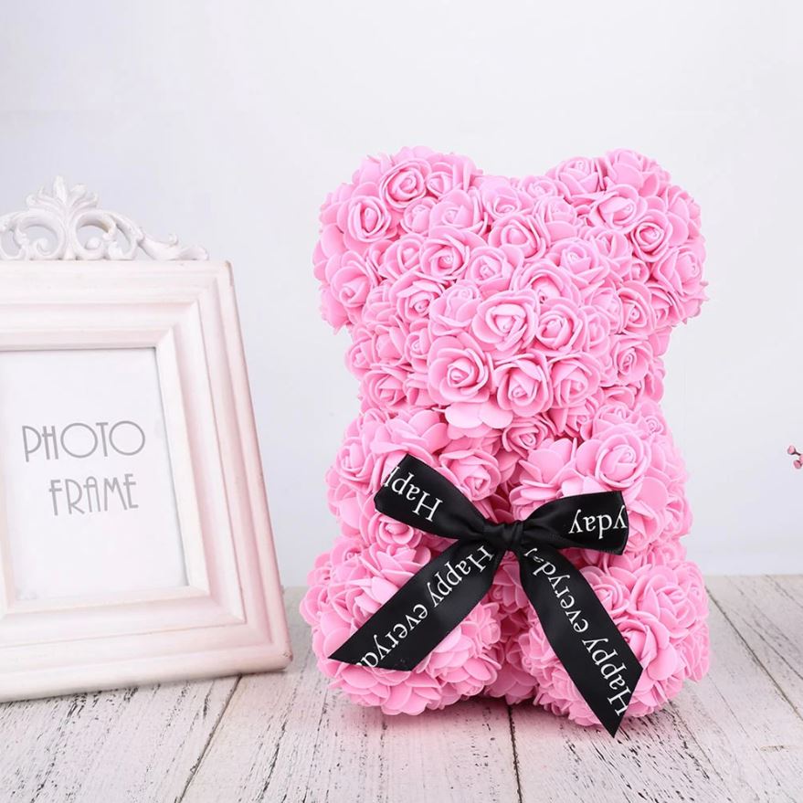 Forever Blooming Rose Teddy Bear Gift for Valentine's Day - 10"
