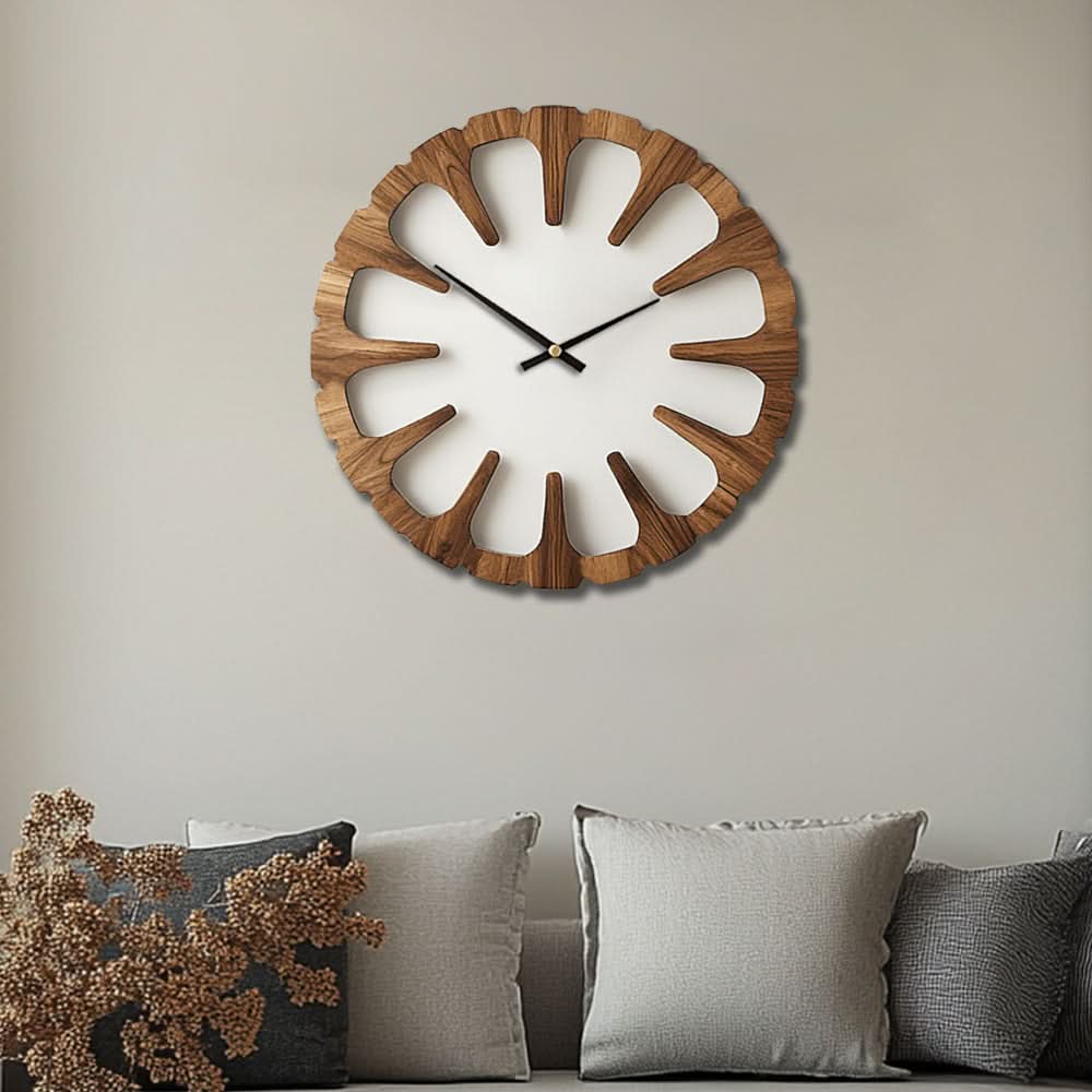 SerenityCraft Round Wooden Silent Clock for Tranquil Spaces
