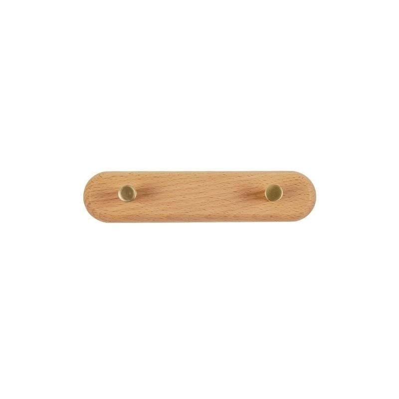 Coat Rack with Brass Hooks - Wooden Wall-Mounted Organizer