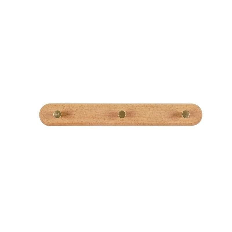 Coat Rack with Brass Hooks - Wooden Wall-Mounted Organizer