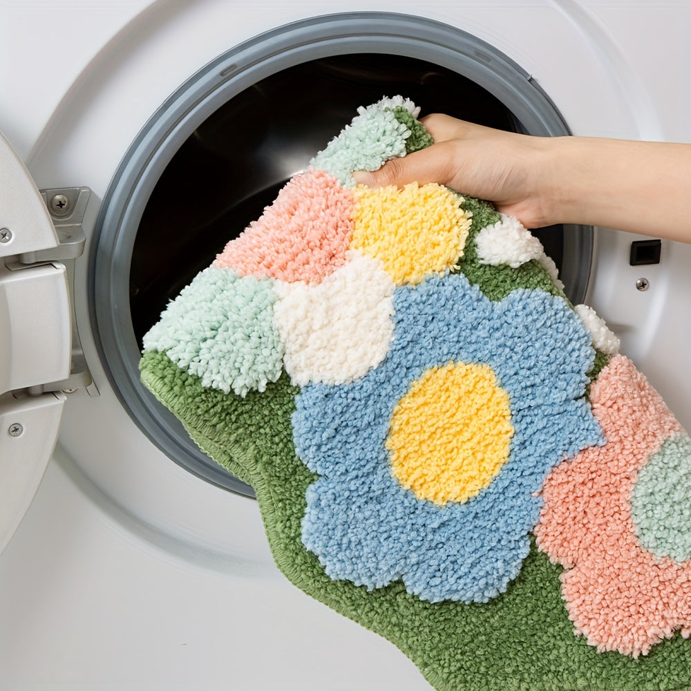 Floral Design Bath Mat – Soft, Absorbent, and Comfortable