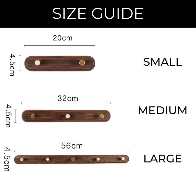 Coat Rack with Brass Hooks - Wooden Wall-Mounted Organizer