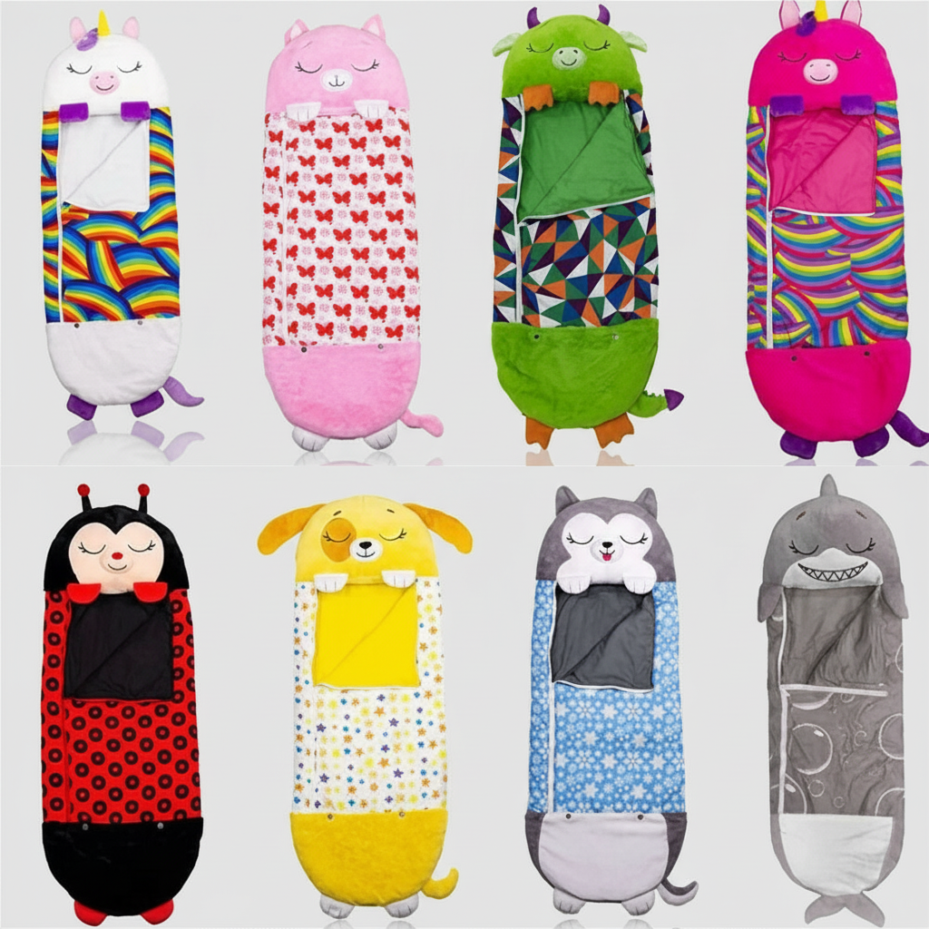 Animal-Themed Portable Sleeping Bag for Kids – Soft & Washable